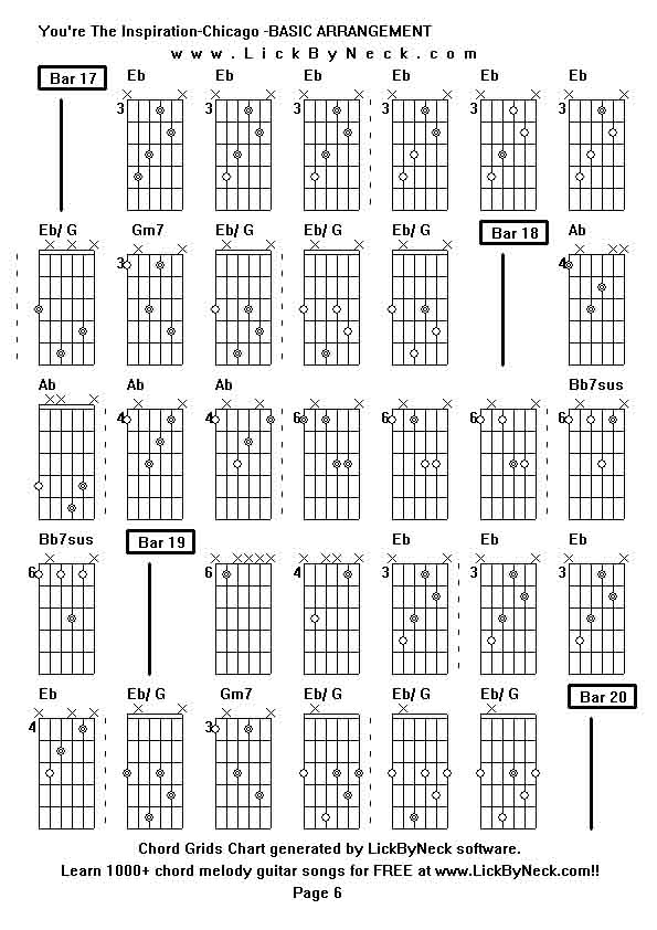 Chord Grids Chart of chord melody fingerstyle guitar song-You're The Inspiration-Chicago -BASIC ARRANGEMENT,generated by LickByNeck software.